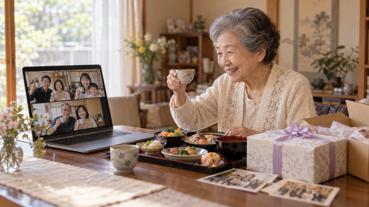 集まれない家族で長寿祝いをする — 遠方・多忙でもできるオンラインと郵送の段取りのイメージ